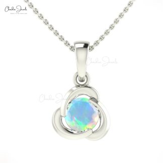 Twisted Solitaire Pendant In 1.27 Ct Fire Opal Round Cut Dangle Necklace In 14k Solid Gold