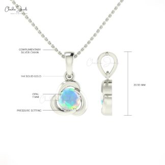 Twisted Solitaire Pendant In 1.27 Ct Fire Opal Round Cut Dangle Necklace In 14k Solid Gold