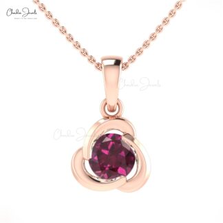 Pure 14k Gold Dangle Charm With 7mm Rhodolite Garnet Gemstone Solitaire Bridal Pendant