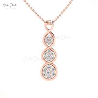 Twisted Women Pendant With 0.44 Ct G-H Diamond Pave Set In 14k Pure Gold Cluster Necklace