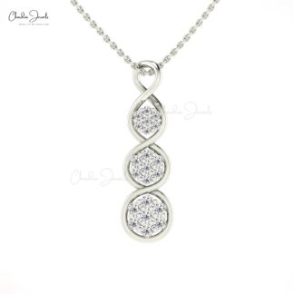 Twisted Women Pendant With 0.44 Ct G-H Diamond Pave Set In 14k Pure Gold Cluster Necklace