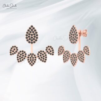 Diamond Cuff Jackets Earrings In Real 14k Gold Black Diamond Detachable Dainty Studs