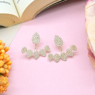 Real 14k Yellow Gold Cuff Earring With 1.3 Ct Diamond Cluster Detachable Verified Earrings