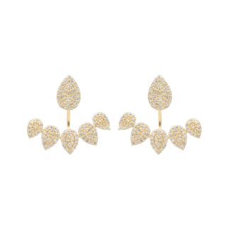 Real 14k Yellow Gold Cuff Earring With 1.3 Ct Diamond Cluster Detachable Verified Earrings