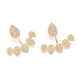 Real 14k Yellow Gold Cuff Earring With 1.3 Ct Diamond Cluster Detachable Verified Earrings