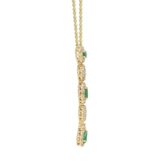 Multi Halo Diamond Necklace In 14k Yellow Gold Emerald And Diamond Verified Chain Necklaces