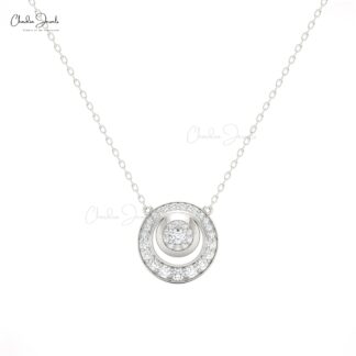 Delicate Circle Chain Necklace With 0.37 Ct White Diamond 14k Real Gold Cluster Necklaces