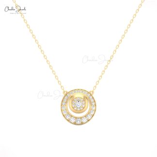 Delicate Circle Chain Necklace With 0.37 Ct White Diamond 14k Real Gold Cluster Necklaces
