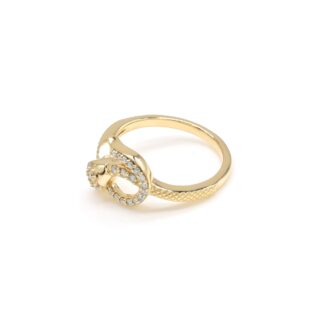 IGI Certified Snake Style Ring In 14k Yellow Gold Diamond 0.18 Ct Round Cut Unique Rings
