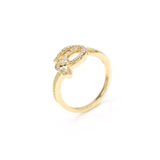 IGI Certified Snake Style Ring In 14k Yellow Gold Diamond 0.18 Ct Round Cut Unique Rings