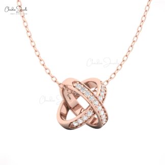 14K Gold ?X? Shaped Diamond Pendant for Women