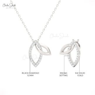 Double leaf pendant necklace with white diamonds