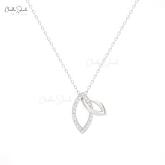 Double leaf pendant necklace with white diamonds