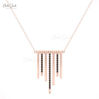 Rose Gold Multi-Bar Pendant Necklace with Black Diamonds