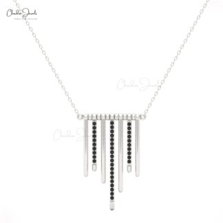 Rose Gold Multi-Bar Pendant Necklace with Black Diamonds