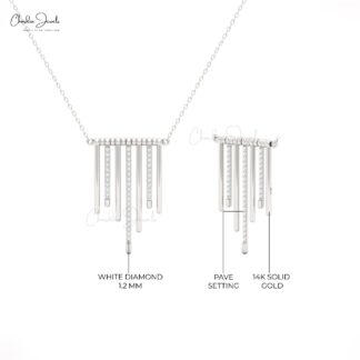 14k Gold Multi-Bar Pendant with White Diamonds