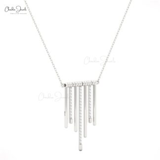 14k Gold Multi-Bar Pendant with White Diamonds