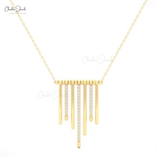 14k Gold Multi-Bar Pendant with White Diamonds