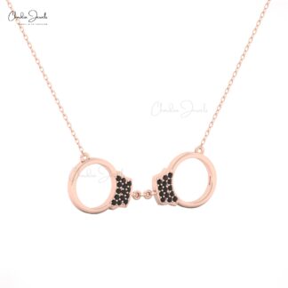 CJ 14k Gold Handcuff Necklace with Black Diamonds for Women