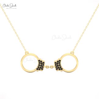CJ 14k Gold Handcuff Necklace with Black Diamonds for Women