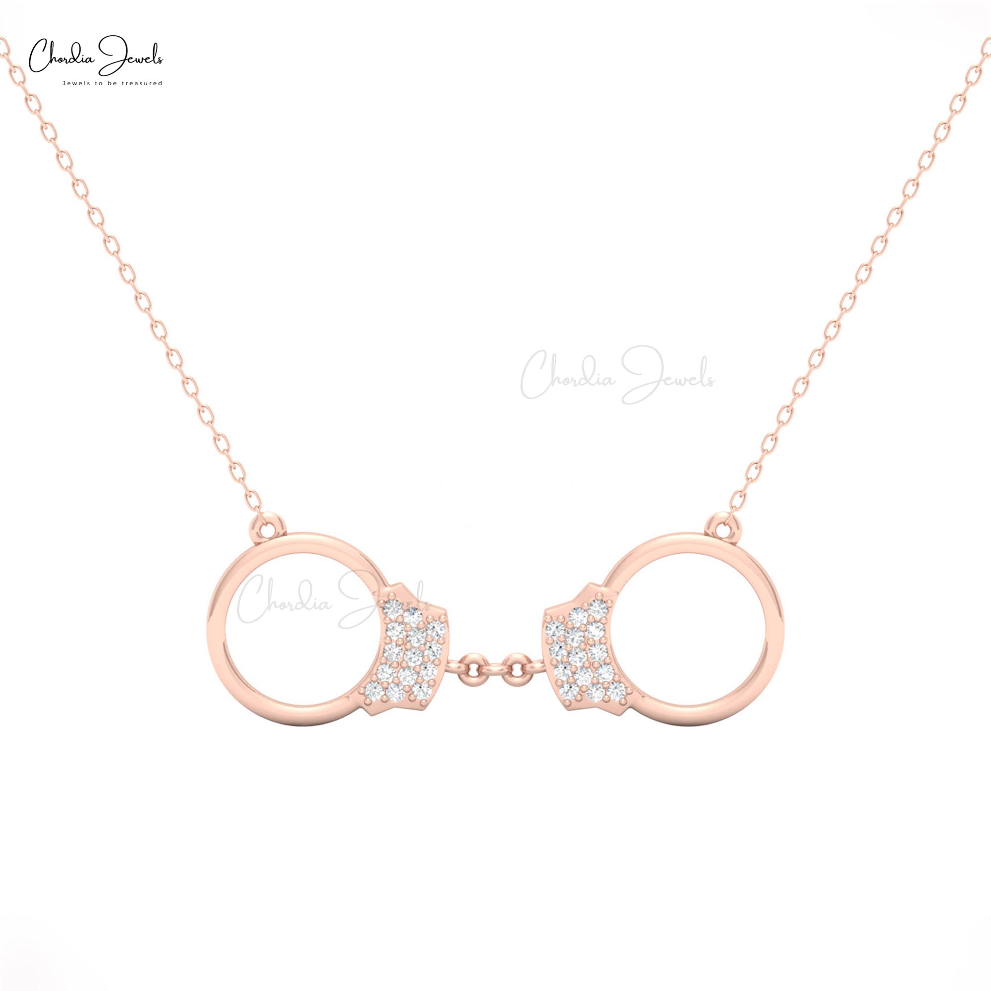 CJ 14k Gold Handcuff Necklace with White Diamonds