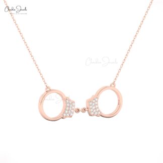 CJ 14k Gold Handcuff Necklace with White Diamonds