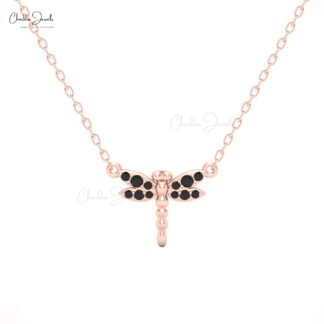 Black Diamond Dragonfly Pendant Necklace by Chordia Jewels in White Gold