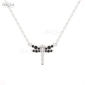 Black Diamond Dragonfly Pendant Necklace by Chordia Jewels in White Gold