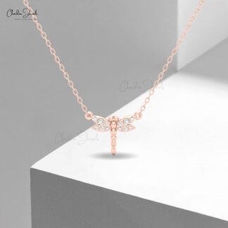 Pterygota Necklace ? Elegant Dragonfly Pendant in White Diamond with Sparkling Crystals