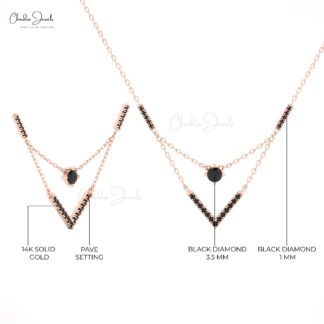 Chordia Jewels Chveraon 14k Solid Gold Necklace with Black Diamonds