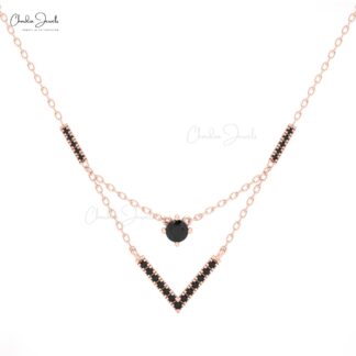 Chordia Jewels Chveraon 14k Solid Gold Necklace with Black Diamonds
