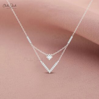 V-Shape Pendant Necklace with Diamonds by Chordia Jewels