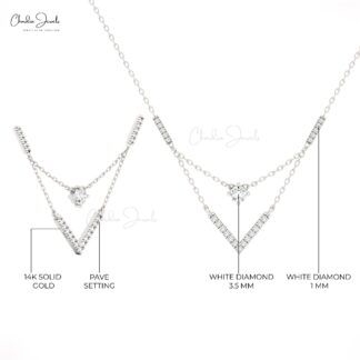 V-Shape Pendant Necklace with Diamonds by Chordia Jewels