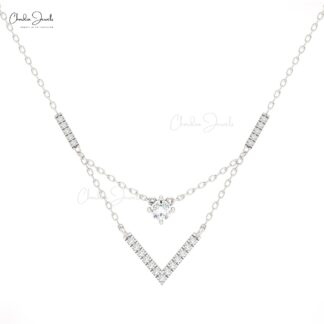 V-Shape Pendant Necklace with Diamonds by Chordia Jewels