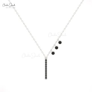 Chordia Jewels 14k Gold Diamond Bar Necklace with Bezel-Set Black Diamonds