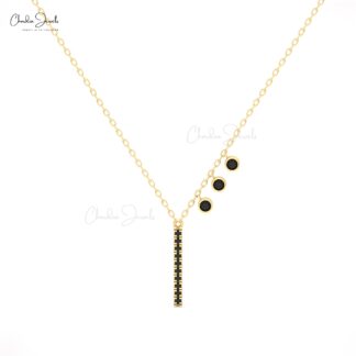 Chordia Jewels 14k Gold Diamond Bar Necklace with Bezel-Set Black Diamonds