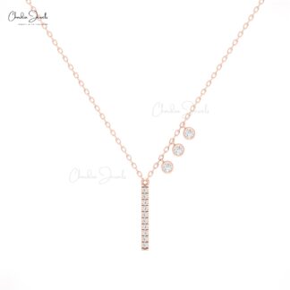 Chordia Jewels Diamond Bar Necklace with Bezel-Set Accents in White Diamonds