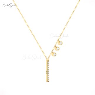 Chordia Jewels Diamond Bar Necklace with Bezel-Set Accents in White Diamonds