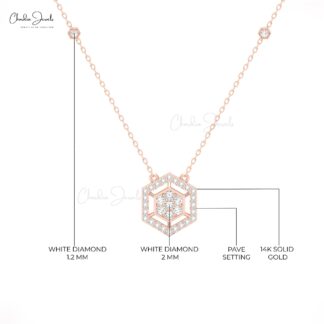 16mm White Diamond Cluster Necklace in 14K Solid Gold by Chordia Jewels