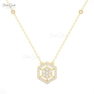 16mm White Diamond Cluster Necklace in 14K Solid Gold by Chordia Jewels