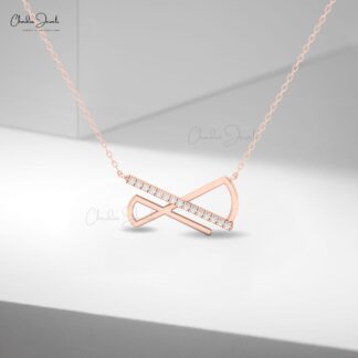 Chordia Jewels 14k Solid Gold Bar Geometric Diamond Pendant Necklace