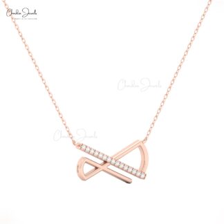 Chordia Jewels 14k Solid Gold Bar Geometric Diamond Pendant Necklace