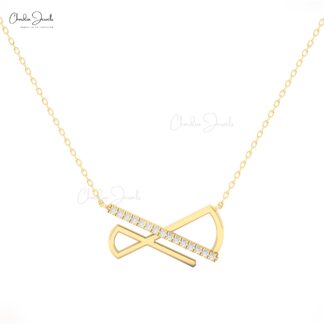 Chordia Jewels 14k Solid Gold Bar Geometric Diamond Pendant Necklace