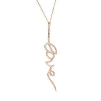 Real 14k Rose Gold Love Necklace With 0.33 Ct Dainty G-H Diamond Chain Women Necklaces