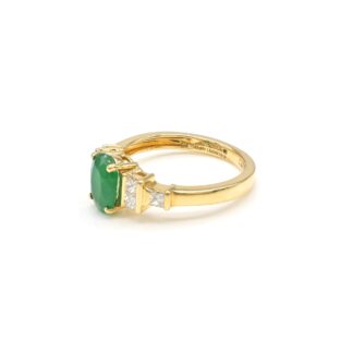 Real 18k Yellow Gold 7 Stone Ring With 7x4mm Emerald IGI Certified Diamond Wedding Rings