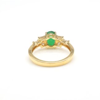 Real 18k Yellow Gold 7 Stone Ring With 7x4mm Emerald IGI Certified Diamond Wedding Rings