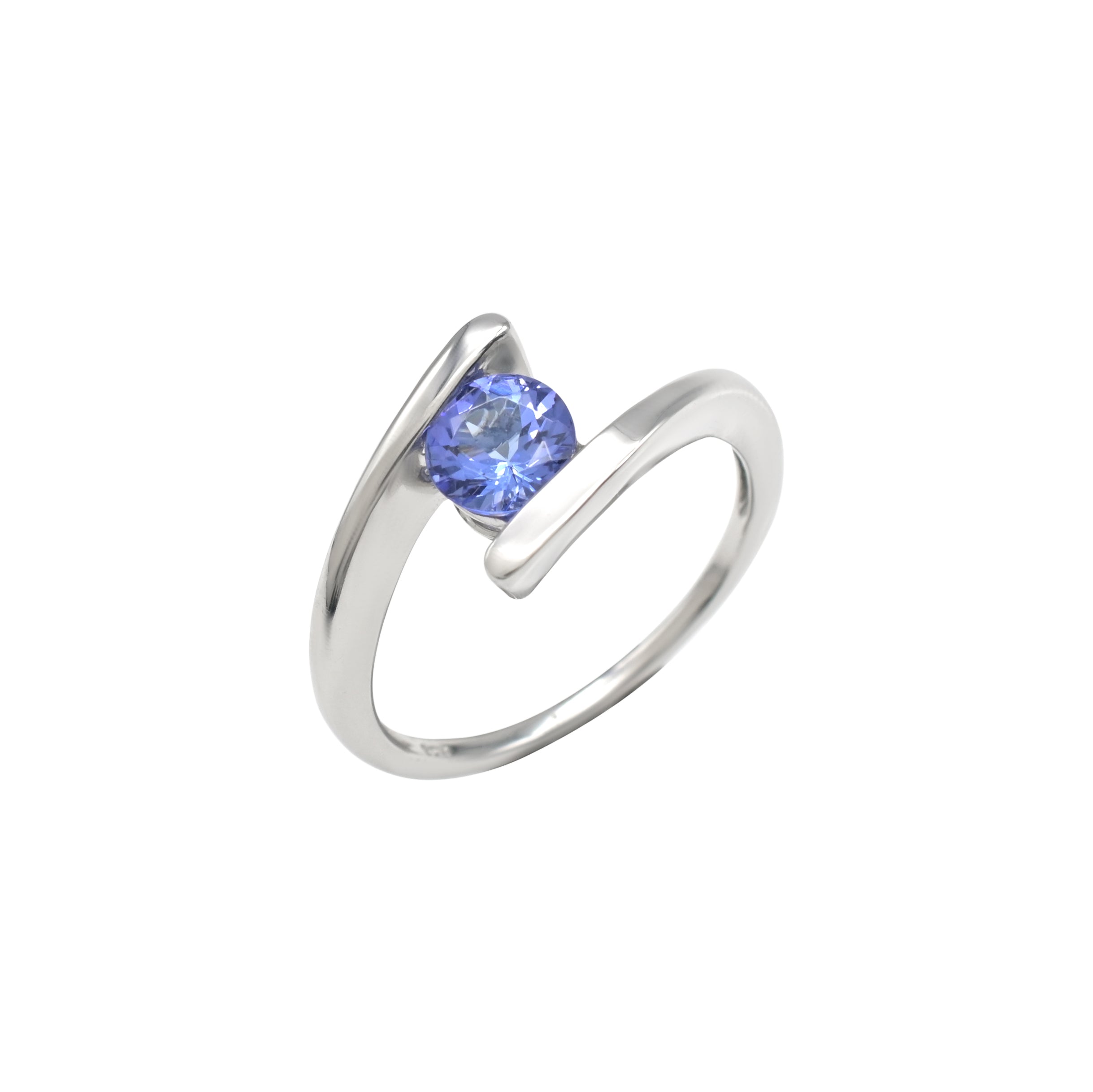 Split Shank Solitaire Ring In 925 Sterling Silver Tanzanite 6mm Round Cut Rings For Her