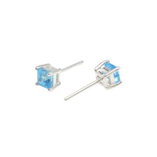Gemstone Sterling Silver Studs With 0.77 Ct Swiss Blue Topaz Solitaire Women Earrings