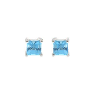 Gemstone Sterling Silver Studs With 0.77 Ct Swiss Blue Topaz Solitaire Women Earrings
