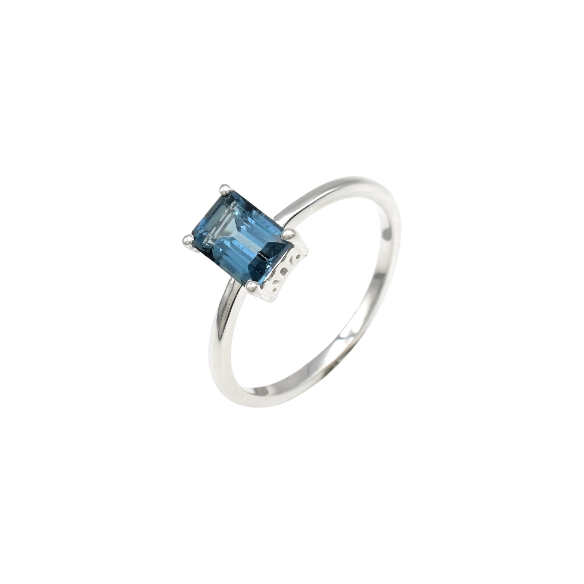 High Quality 1.23 Ct London Blue Topaz Single Stone Ring In 925 Sterling Silver Jewelry